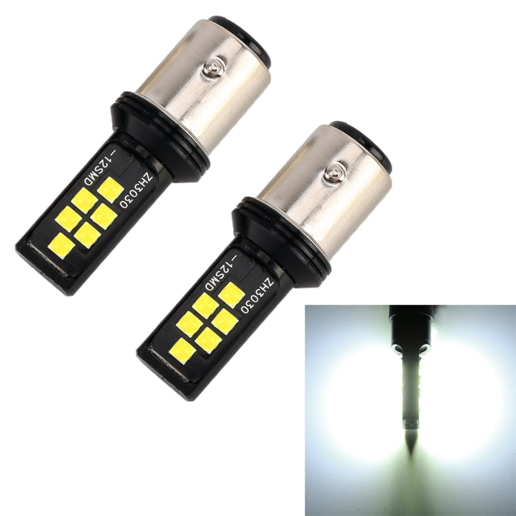 2 PCS 1157 DC9-16V / 3.5W Car Auto Brake Lights 12LEDs SMD-ZH3030 Lamps, with Constant Current(White Light) - Brake Lights by PMC Jewellery | Online Shopping South Africa | PMC Jewellery | Buy Now Pay Later Mobicred