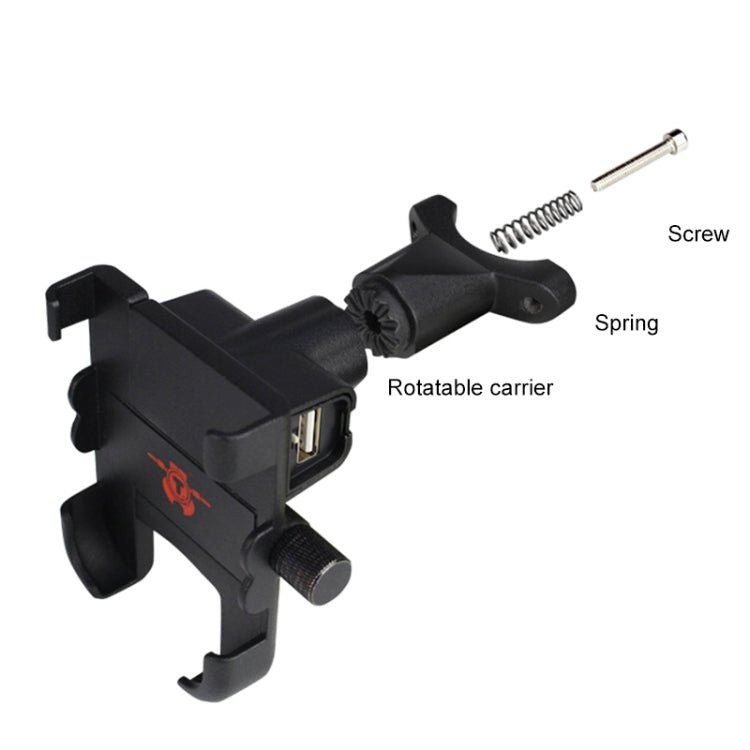 Portable Motorcycle Aluminium Alloy USB Charger Mobile Phone Holder, Handlebars Version - Battery Charger by PMC TechLife | Online Shopping South Africa | PMC TechLife | Buy Now Pay Later Mobicred