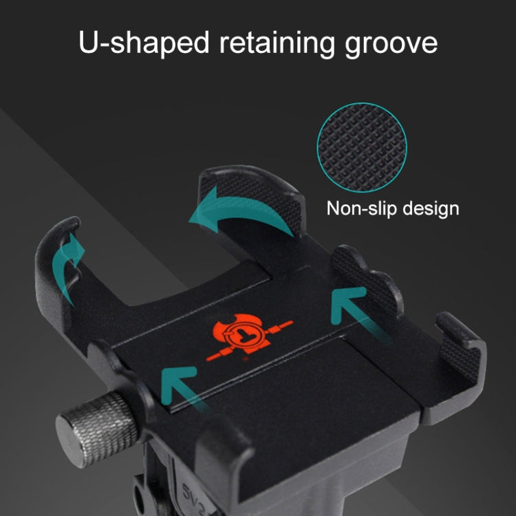 Portable Motorcycle Aluminium Alloy USB Charger Mobile Phone Holder, Handlebars Version - Battery Charger by PMC TechLife | Online Shopping South Africa | PMC TechLife | Buy Now Pay Later Mobicred