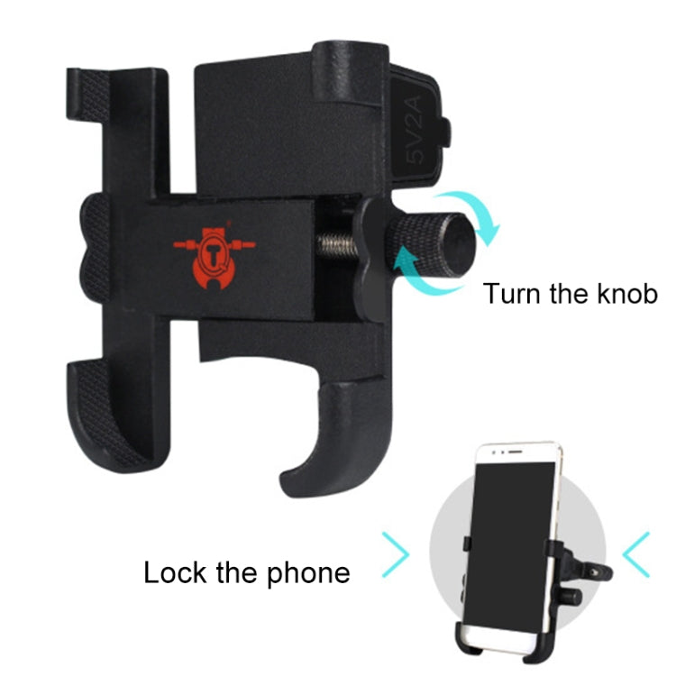 Portable Motorcycle Aluminium Alloy USB Charger Mobile Phone Holder, Handlebars Version - Battery Charger by PMC TechLife | Online Shopping South Africa | PMC TechLife | Buy Now Pay Later Mobicred