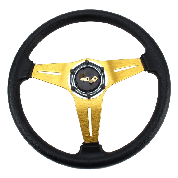 35cm PU Racing Sport Hand Wheel Car Modified Steering Wheel(Gold) - Steering Wheel Accessories by PMC Jewellery | Online Shopping South Africa | PMC Jewellery | Buy Now Pay Later Mobicred