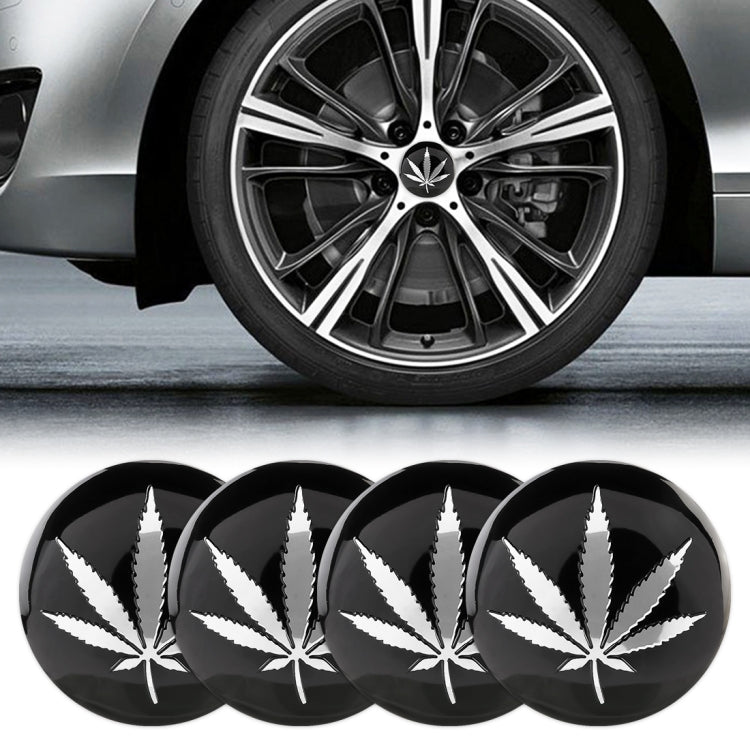4 PCS Car-Styling Silver Leaves Pattern Metal Wheel Hub Decorative Sticker, Diameter: 5.8cm - Decorative Sticker by PMC TechLife | Online Shopping South Africa | PMC TechLife