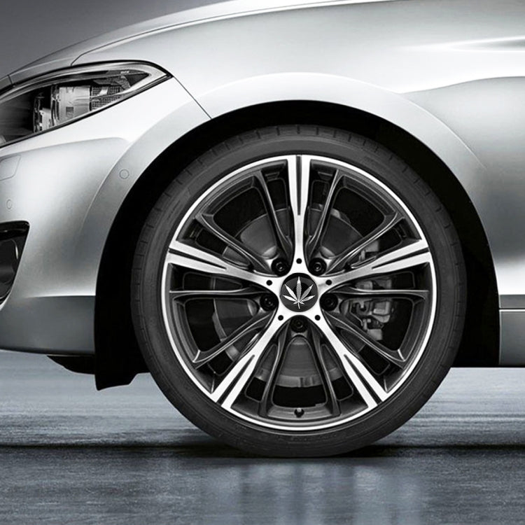 4 PCS Car-Styling Silver Leaves Pattern Metal Wheel Hub Decorative Sticker, Diameter: 5.8cm - Decorative Sticker by PMC TechLife | Online Shopping South Africa | PMC TechLife