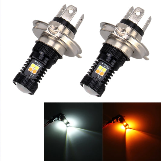 2 PCS H4 DC 12V 5W 350LM Auto Car Fog Lights with 16 SMD-3030 LED Bulbs, White + Yellow Light - Fog / Driving Lights by PMC Jewellery | Online Shopping South Africa | PMC Jewellery | Buy Now Pay Later Mobicred