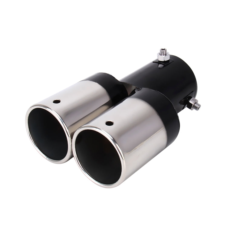 Universal Car Styling Stainless Steel Straight Double Outlets Exhaust Tail Muffler Tip Pipe(Black) - Exhaust Pipes by PMC TechLife | Online Shopping South Africa | PMC TechLife | Buy Now Pay Later Mobicred