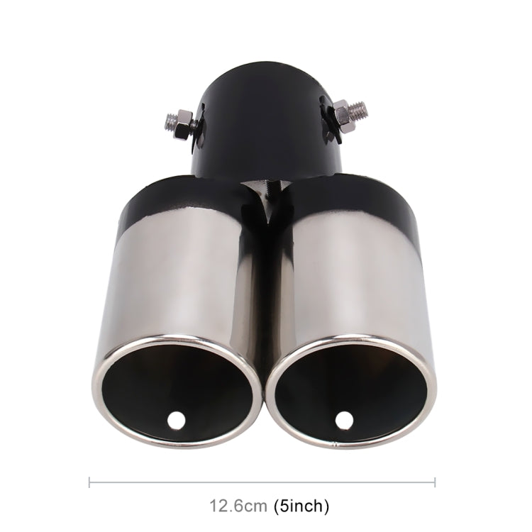 Universal Car Styling Stainless Steel Straight Double Outlets Exhaust Tail Muffler Tip Pipe(Black) - Exhaust Pipes by PMC TechLife | Online Shopping South Africa | PMC TechLife | Buy Now Pay Later Mobicred