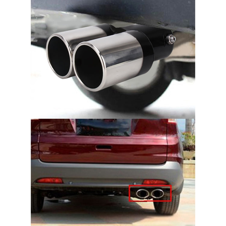Universal Car Styling Stainless Steel Straight Double Outlets Exhaust Tail Muffler Tip Pipe(Black) - Exhaust Pipes by PMC TechLife | Online Shopping South Africa | PMC TechLife | Buy Now Pay Later Mobicred