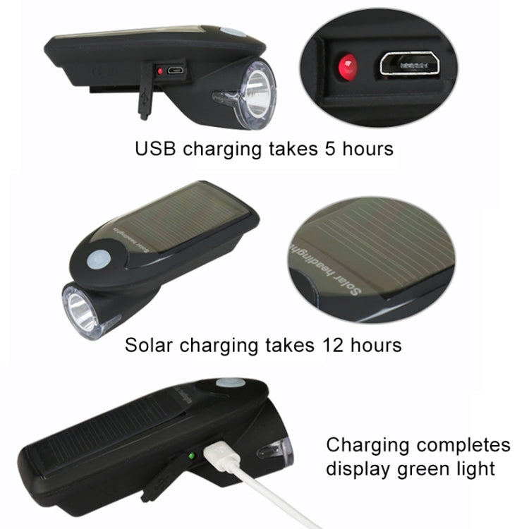 3W 240LM USB Solar Energy Motorcycle / Bicycle Front Light (Black) - Headlights by PMC TechLife | Online Shopping South Africa | PMC TechLife | Buy Now Pay Later Mobicred
