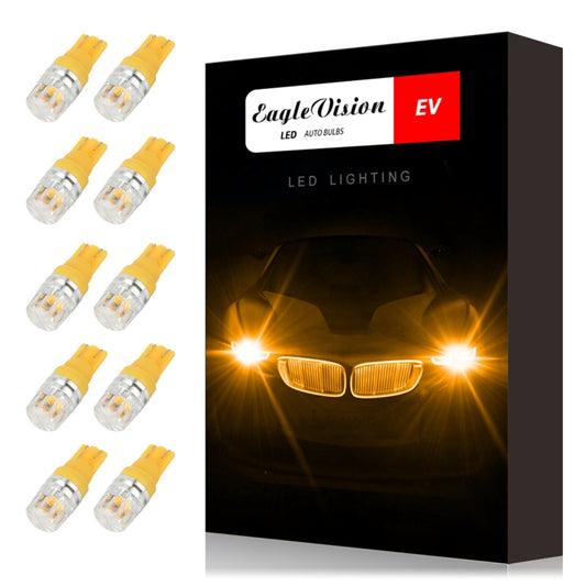 10 PCS T10 2W 100LM IP67 LEDs Bulbs Prismatic Shape Car Lens Decoder Mini Lamps DC 12V, with 2LEDs SMD-5730 Lamps (Amber) - LED Headlamps by PMC Jewellery | Online Shopping South Africa | PMC Jewellery | Buy Now Pay Later Mobicred