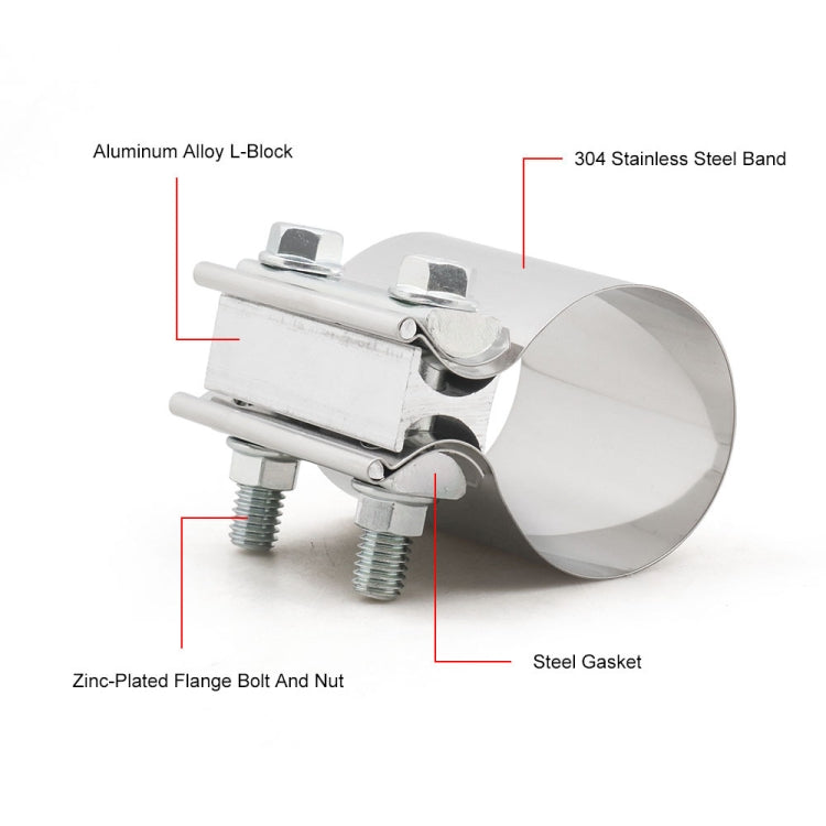 2.25 inch Car Turbo Exhaust Downpipe Stainless Steel Lap Joint Band Clamp - Booster Cable & Clip by PMC TechLife | Online Shopping South Africa | PMC TechLife | Buy Now Pay Later Mobicred