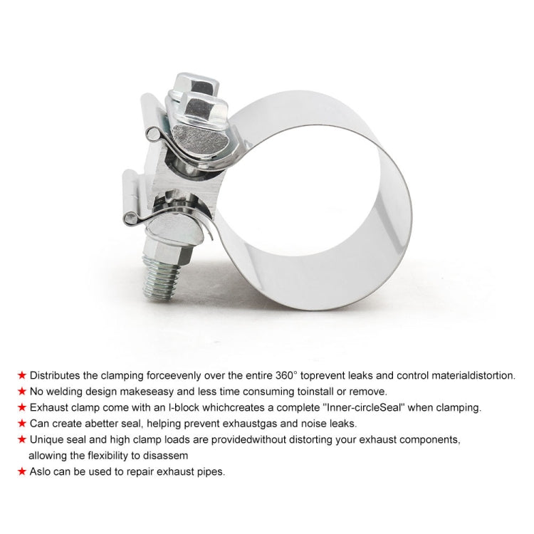 3 inch Car Turbo Exhaust Downpipe Stainless Steel Lap Joint Band Clamp - Booster Cable & Clip by PMC TechLife | Online Shopping South Africa | PMC TechLife | Buy Now Pay Later Mobicred