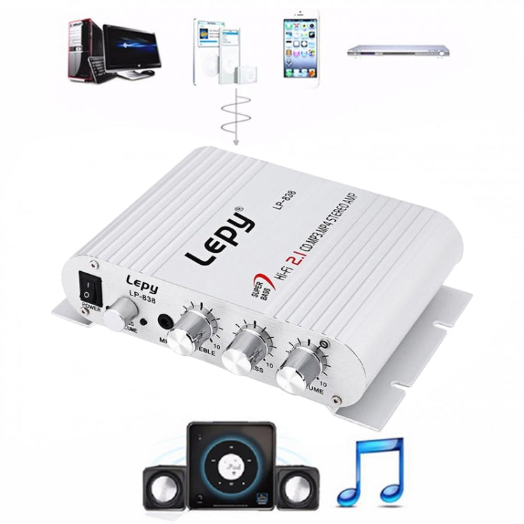 Car 2.1CH HIFI Subwoofer Amplifier Audio, Support MP3(Silver) -  by PMC TechLife | Online Shopping South Africa | PMC TechLife | Buy Now Pay Later Mobicred