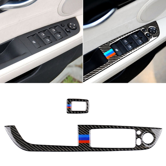 Car Carbon Fiber Window Lift Panel With Folding Key Three Color Decorative Sticker for BMW Z4  2009-2015, Suitable for Left Driving - Car Interior Mouldings by PMC Jewellery | Online Shopping South Africa | PMC Jewellery | Buy Now Pay Later Mobicred