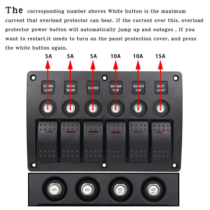 3Pin 6 Way Switches Combination Switch Panel with Light and Projector Lens for Car RV Marine Boat - Car Switches by PMC Jewellery | Online Shopping South Africa | PMC Jewellery