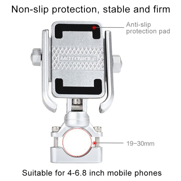 Motorcycle Handlebar Aluminum Alloy Phone Bracket, Suitable for 4-6 inch Device(Black) - Holder by PMC TechLife | Online Shopping South Africa | PMC TechLife | Buy Now Pay Later Mobicred