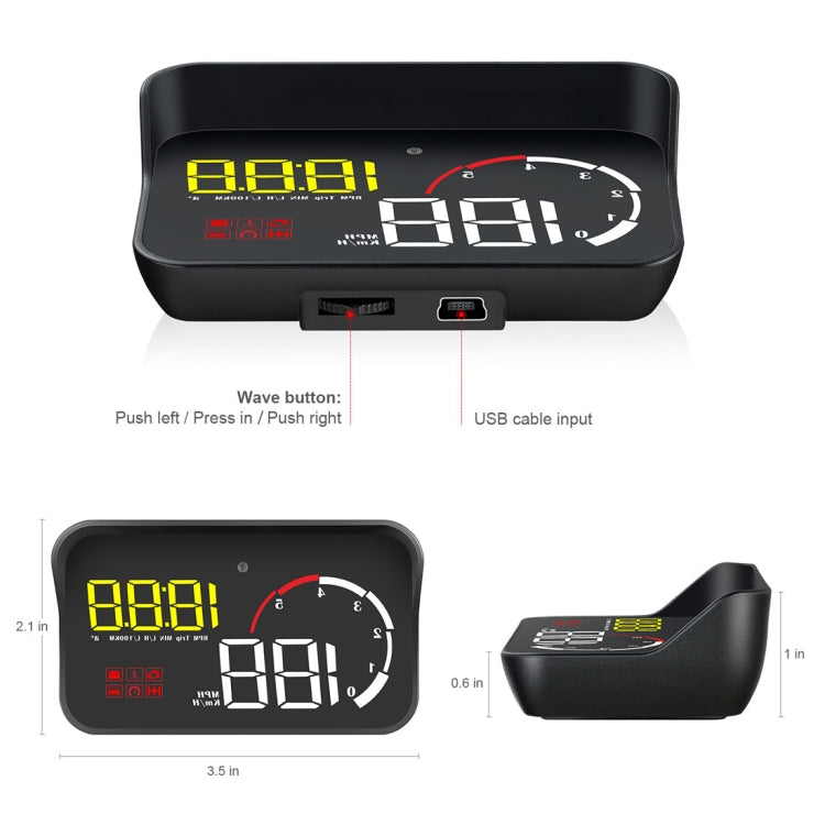 M10 3.5 inch Universal Car OBD2 HUD Vehicle-mounted Head Up Display (Yellow) - Head Up Display System by PMC TechLife | Online Shopping South Africa | PMC TechLife | Buy Now Pay Later Mobicred