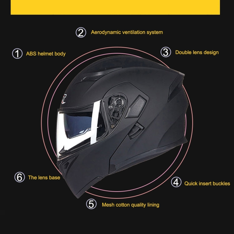 GXT Motorcycle ABS Shell Anti-fog  Double-len Inner Sun Visor Safety Helmet, Size: M(Matte Black) - Helmets by GXT | Online Shopping South Africa | PMC Jewellery