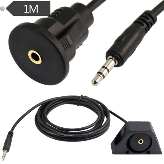 1m Car Truck Dashboard Flush Mount 3.5mm 1/8 AUX Audio Jack Extension Cable Kit(Black) - DIY Cables by PMC Jewellery | Online Shopping South Africa | PMC Jewellery