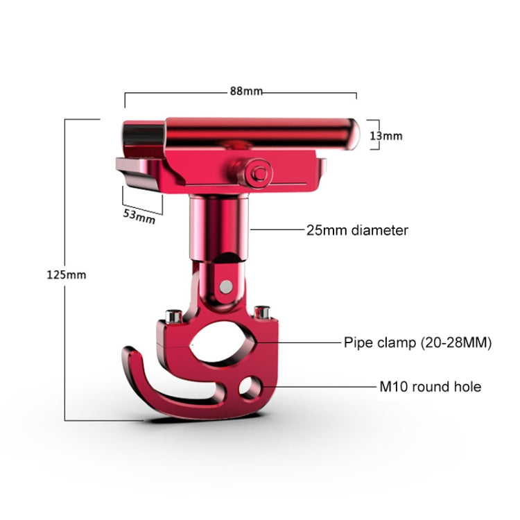 Motorcycle Aluminum Alloy Mobile Phone Bracket with Hook, Suitable for 4-6.5 inch Phones(Black) - Holder by PMC TechLife | Online Shopping South Africa | PMC TechLife | Buy Now Pay Later Mobicred