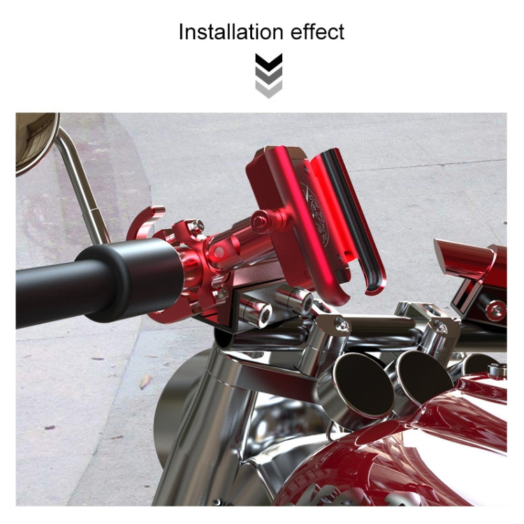 Motorcycle Aluminum Alloy Mobile Phone Bracket with Hook, Suitable for 4-6.5 inch Phones(Black) - Holder by PMC TechLife | Online Shopping South Africa | PMC TechLife | Buy Now Pay Later Mobicred
