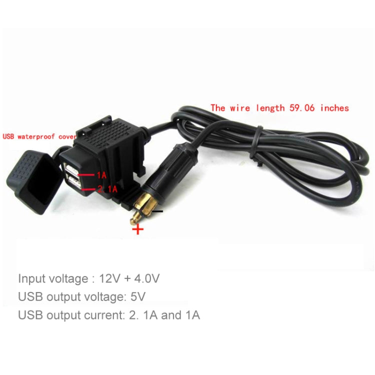 12-24V 2.1A Motorcycle Dual USB Mobile Phone Car Charger, EU Plug - Battery Charger by PMC TechLife | Online Shopping South Africa | PMC TechLife | Buy Now Pay Later Mobicred