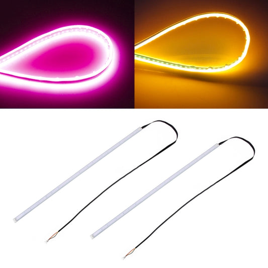 2 PCS 45cm DC12V 5W Ultra-thin Waterproof Car Auto Double Colors Turn Lights / Running Lights SMD-2835 LED Bulbs (Turn Lights: Yellow Light; Running Lights: Pink Light) - Running Lights by PMC Jewellery | Online Shopping South Africa | PMC Jewellery | Buy Now Pay Later Mobicred