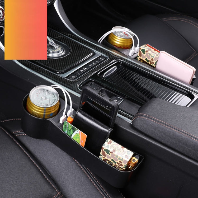 Car Multi-functional Driver Seat Console PU Leather Box Cigarette Lighter Charging Pocket Cup Holder Seat Gap Side Storage Box(Black) - Stowing Tidying by PMC Jewellery | Online Shopping South Africa | PMC Jewellery | Buy Now Pay Later Mobicred