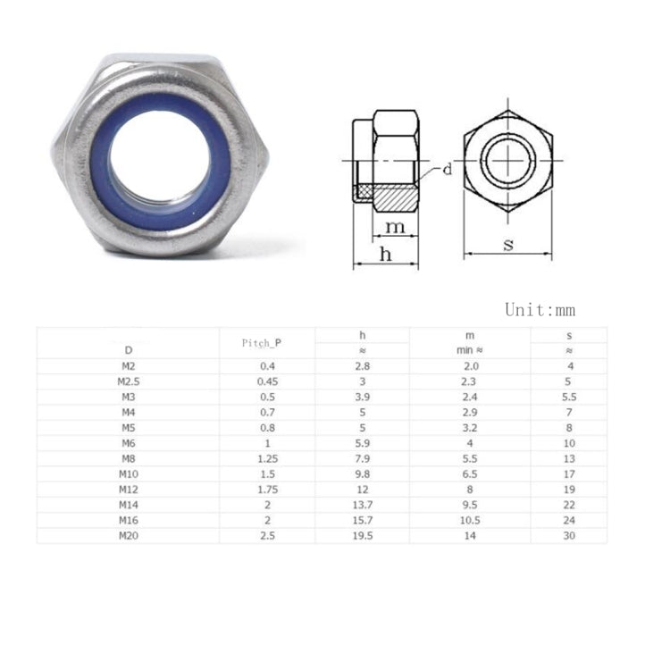 60 PCS Car 304 Stainless Steel Lock Nuts Nylon Insert Locknut Kit M3-M10 - Nuts & Bolts by PMC TechLife | Online Shopping South Africa | PMC TechLife | Buy Now Pay Later Mobicred
