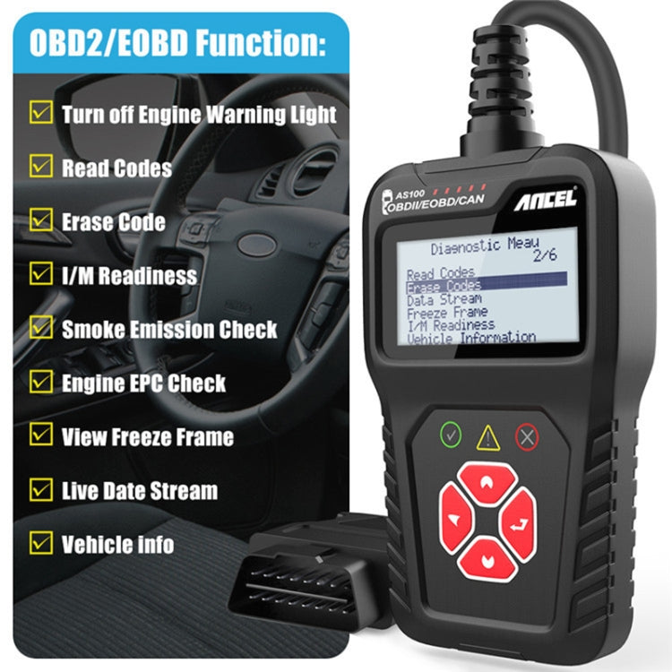 Ancel AS100 Car Fault Detector OBDII Engine Fault Light Clear - Electronic Test by PMC TechLife | Online Shopping South Africa | PMC TechLife | Buy Now Pay Later Mobicred