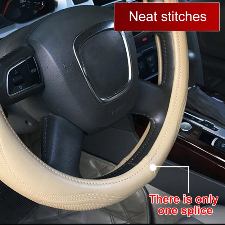 Universal Car Genuine Leather Pinhole Steering Wheel Cover, Diameter: 38cm(Black) - Steering Wheel Accessories by PMC Jewellery | Online Shopping South Africa | PMC Jewellery | Buy Now Pay Later Mobicred