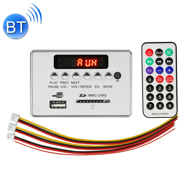 Car 12V Audio MP3 Player Decoder Board FM Radio SD Card USB AUX, with Bluetooth / Remote Control(Silver Grey) - Car MP3 & MP4 & MP5 by PMC TechLife | Online Shopping South Africa | PMC TechLife | Buy Now Pay Later Mobicred