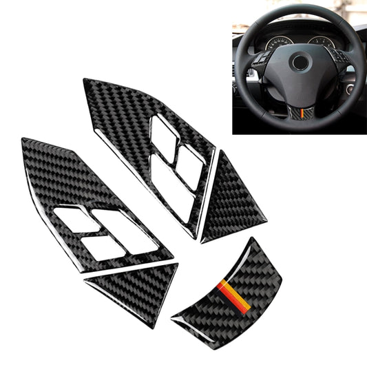 5 in 1 Car Carbon Fiber Germany Color Steering Wheel Button Decorative Sticker for BMW 5 Series E60 2004-2010, Left and Right Drive Universal - Car Interior Mouldings by PMC Jewellery | Online Shopping South Africa | PMC Jewellery | Buy Now Pay Later Mobicred