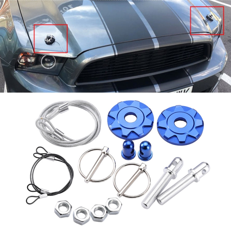 XH-6041 Car Universal Modified Aluminum Alloy Engine Hood Lock Cover(Blue) - Locks & Hasps by PMC Jewellery | Online Shopping South Africa | PMC Jewellery | Buy Now Pay Later Mobicred