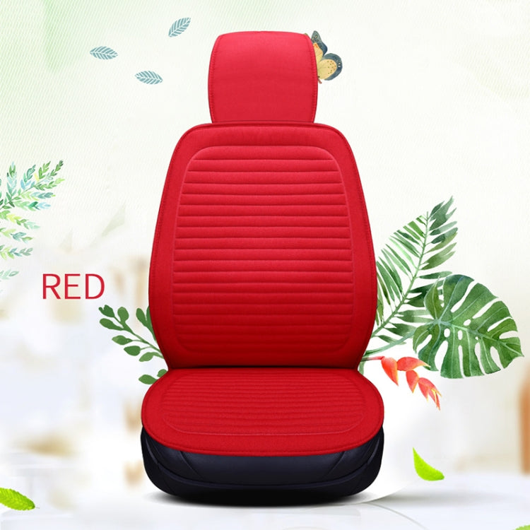 Car Four Seasons Linen Fabric Front Seat Cushion (Red) - Seat Accessories by PMC Jewellery | Online Shopping South Africa | PMC Jewellery | Buy Now Pay Later Mobicred