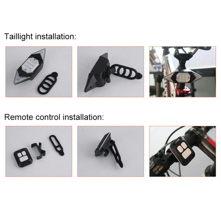 USB Rechargeable Bicycle Turn Light Wireless Remote Control Bike Tail Light - Taillights by PMC TechLife | Online Shopping South Africa | PMC TechLife | Buy Now Pay Later Mobicred