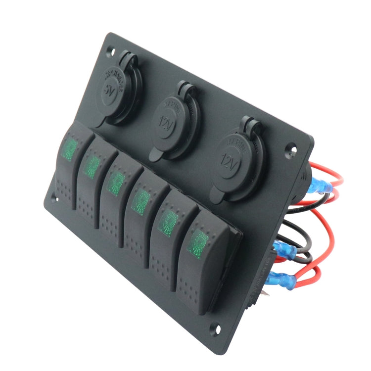 Multi-functional Combination Switch Panel 12V / 24V 6 Way Switches + Dual USB Charger for Car RV Marine Boat (Blue Light) - Car Switches by PMC TechLife | Online Shopping South Africa | PMC TechLife | Buy Now Pay Later Mobicred