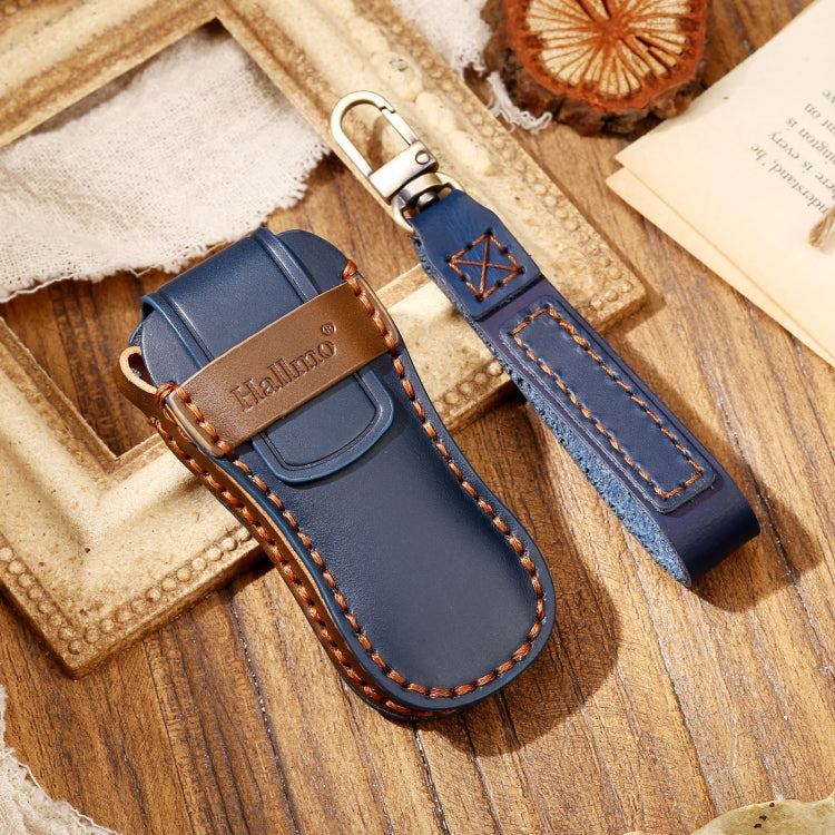 Hallmo Car Cowhide Leather Key Protective Cover Key Case for Porsche Macan 718 2021 B Style(Blue) - free shipping - PMC TechLife - Order now!