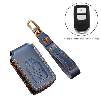 Hallmo Car Cowhide Leather Key Protective Cover Key Case for Honda 2-button(Brown) - Car Key Cases by Hallmo | Online Shopping South Africa | PMC Jewellery | Buy Now Pay Later Mobicred