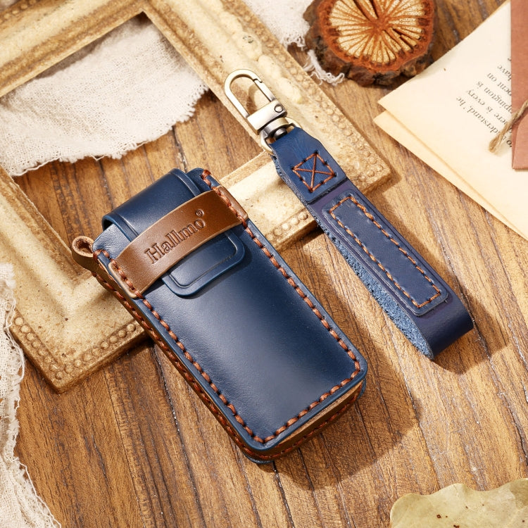 Hallmo Car Cowhide Leather Key Protective Cover Key Case for Trumpchi GS4 2021 B Style(Blue) - Car Key Cases by Hallmo | Online Shopping South Africa | PMC TechLife | Buy Now Pay Later Mobicred