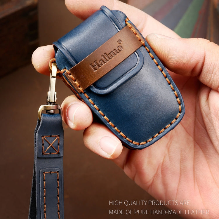 Hallmo Car Cowhide Leather Key Protective Cover Key Case for Toyota Corolla 2017 3-button(Blue) - Car Key Cases by Hallmo | Online Shopping South Africa | PMC TechLife | Buy Now Pay Later Mobicred