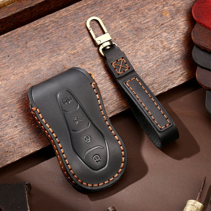 Hallmo Car Cowhide Leather Key Protective Cover Key Case for Geely Emgrand A Style(Black) - Car Key Cases by Hallmo | Online Shopping South Africa | PMC Jewellery | Buy Now Pay Later Mobicred