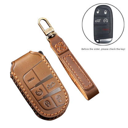 Hallmo Car Cowhide Leather Key Protective Cover Key Case for Jeep Compass(Blue) - Car Key Cases by Hallmo | Online Shopping South Africa | PMC Jewellery | Buy Now Pay Later Mobicred