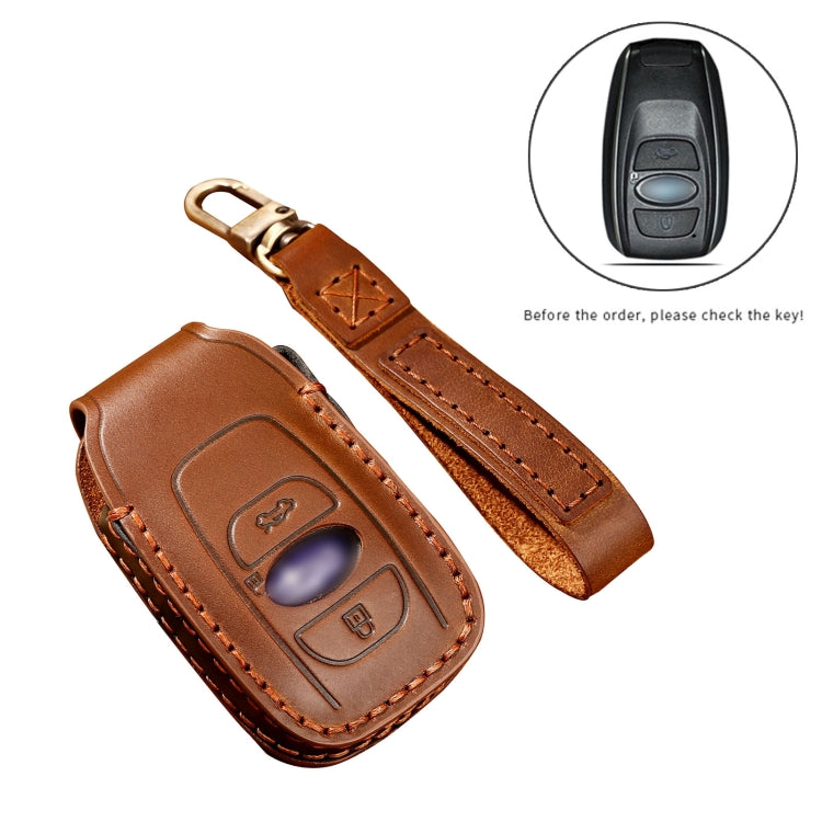 Hallmo Car Cowhide Leather Key Protective Cover Key Case for Subaru Forester(Blue) - Car Key Cases by Hallmo | Online Shopping South Africa | PMC TechLife | Buy Now Pay Later Mobicred