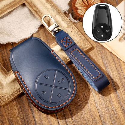 Hallmo Car Cowhide Leather Key Protective Cover Key Case for NIO ES6 / ES8(Blue) - Car Key Cases by Hallmo | Online Shopping South Africa | PMC Jewellery | Buy Now Pay Later Mobicred