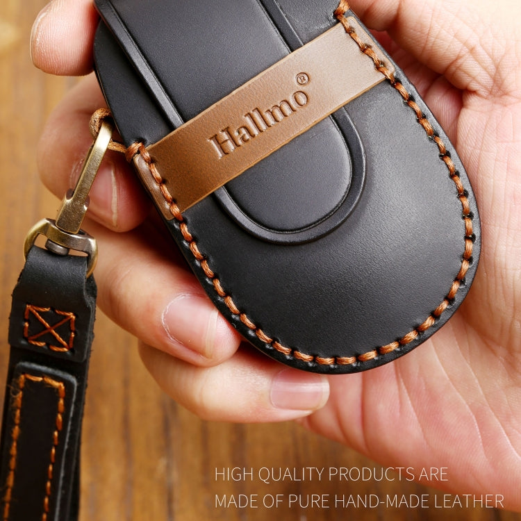 Hallmo Car Cowhide Leather Key Protective Cover Key Case for NIO ES6 / ES8(Brown) - Car Key Cases by Hallmo | Online Shopping South Africa | PMC TechLife | Buy Now Pay Later Mobicred
