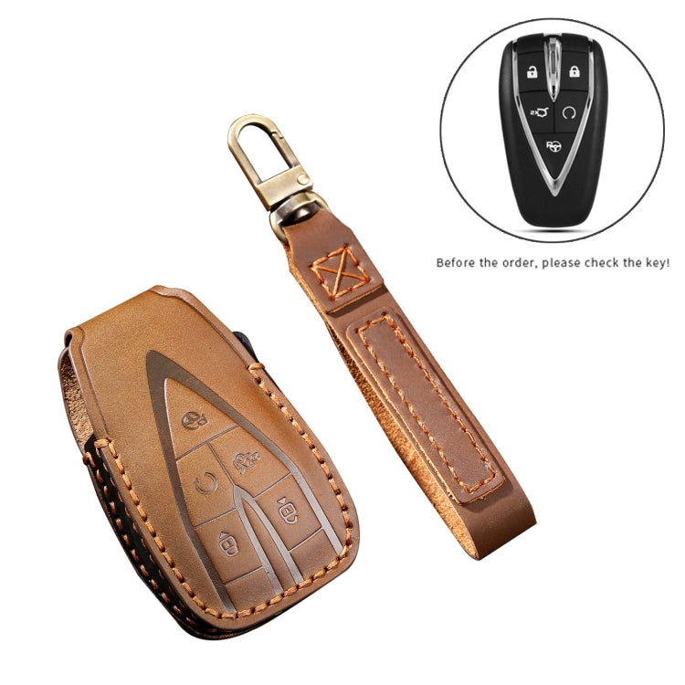 Hallmo Car Cowhide Leather Key Protective Cover Key Case for Changan CS75 Plus(Black) - free shipping - PMC TechLife - Order now!