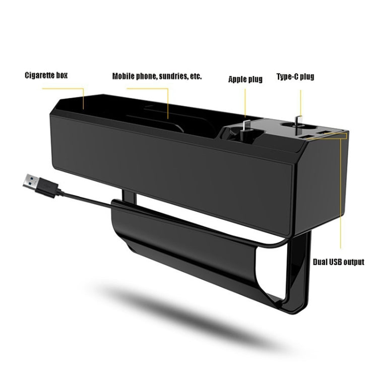 Micro USB + USB-C / Type-C + 8PIN Interface Car Multi-functional Cup Holder Seat Gap Side Storage Box - Stowing Tidying by PMC TechLife | Online Shopping South Africa | PMC TechLife | Buy Now Pay Later Mobicred