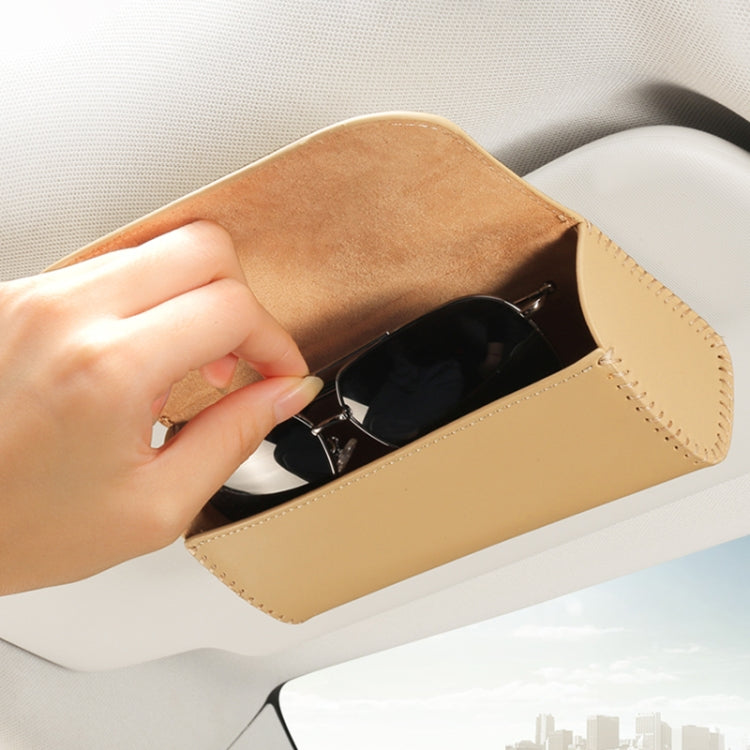 533 Car Glasses Storage Bag Glasses Box (Beige) - Sunglasses & Glasses Clips by PMC Jewellery | Online Shopping South Africa | PMC Jewellery | Buy Now Pay Later Mobicred