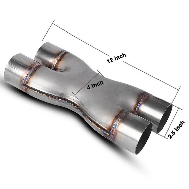 Dual 2.5 inch Car Universal 304 Stainless Steel X-type Exhaust Pipe - Exhaust Pipes by PMC TechLife | Online Shopping South Africa | PMC TechLife