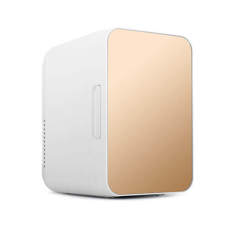 8L 37-48W Tempered Glass Panel Car / Home Mini Refrigerator US Plug(Gold) - Refrigerators by PMC TechLife | Online Shopping South Africa | PMC TechLife | Buy Now Pay Later Mobicred